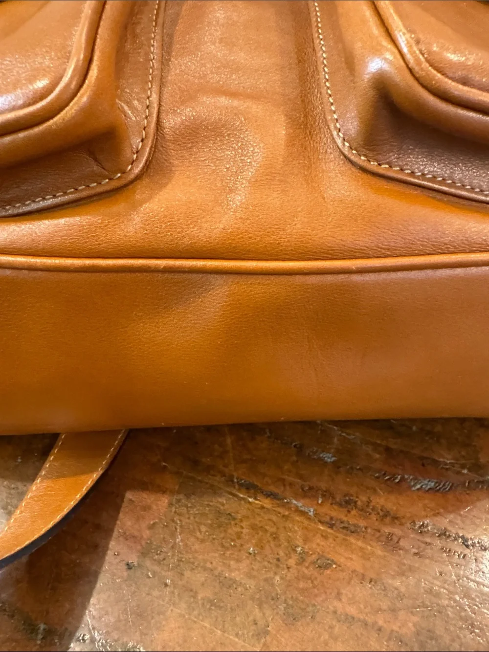 🩵Gucci Vintage (1990s) Tan Leather Bamboo-Handle Backpack - Authentic